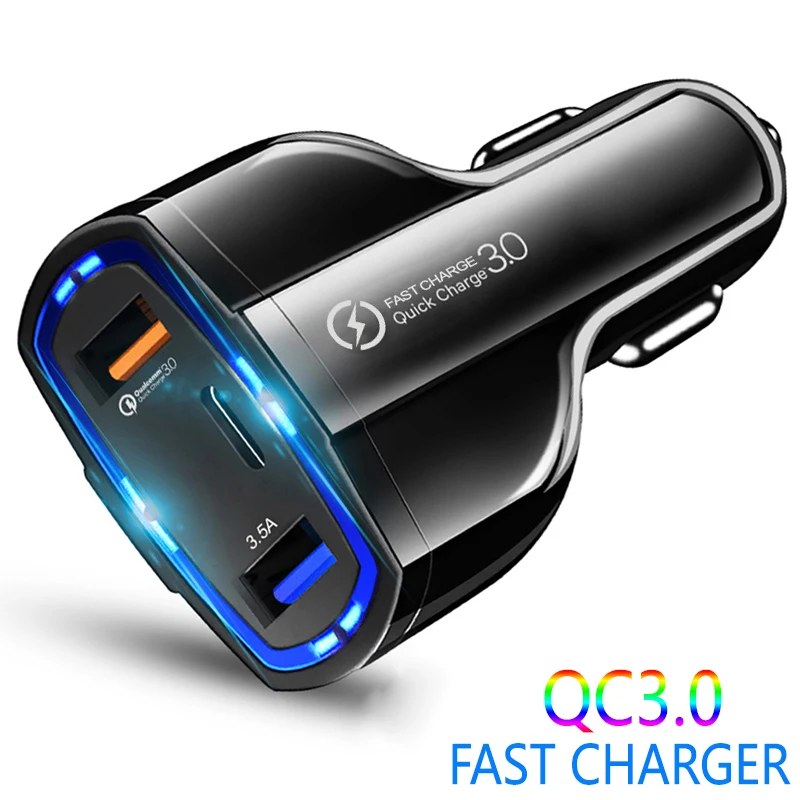

Автомобильное зарядное устройство QC3.0 и Type-c для быстрой зарядки