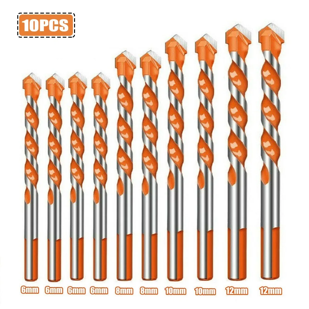 

10Pcs Multifunctional Drill Bit Set Carbide Tip For Wood Metal Masonry Drilling Orange Overlord Diamond Set