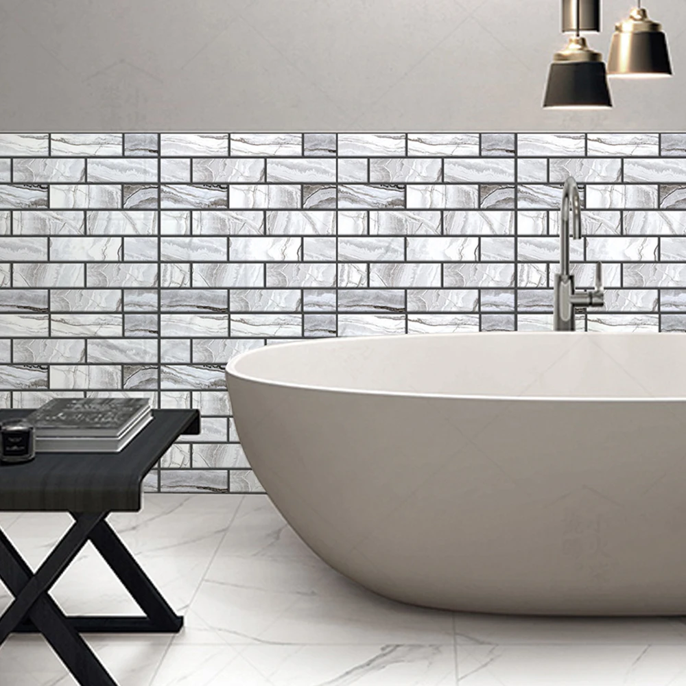 New 3D Marble Waterproof Wall Sticker Mosaic Peel and Stick Tile Self adhesive Backsplash DIY Home Decal Vinyl | Дом и сад
