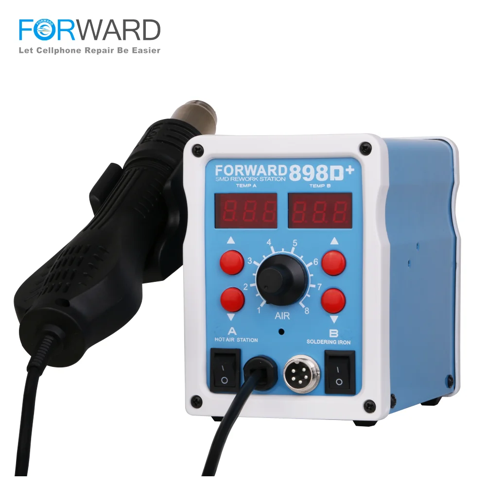 forward 898d smd desoldering stations with hot air gun for repairing mobile phones lead free soldering free global shipping