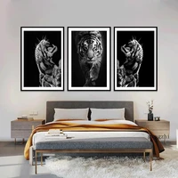 black and white tiger nordic poster animal abstract canvas painting and prints wall art pictures for living room home decor