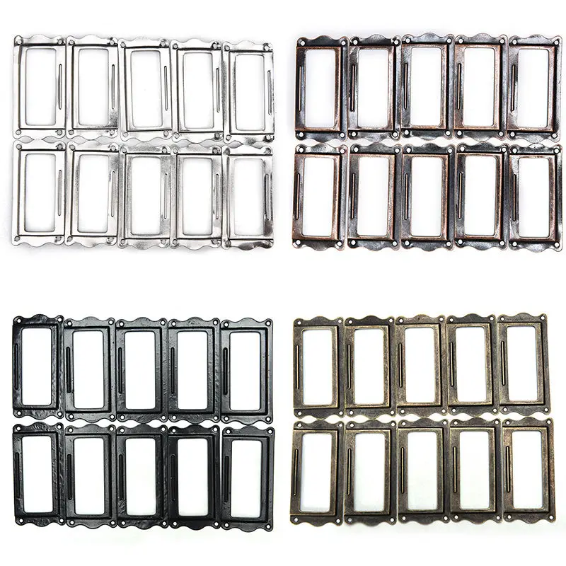 10 шт. 4 вида цветов античная латунь металлическая метка Потяните рамка ручка имя