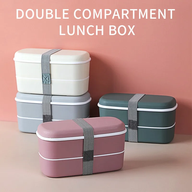 

Double Layers Bento Box Eco-Friendly Lunch Box Food Container Kitchen Accessories Material Microwavable Dinnerware Lunchbox New
