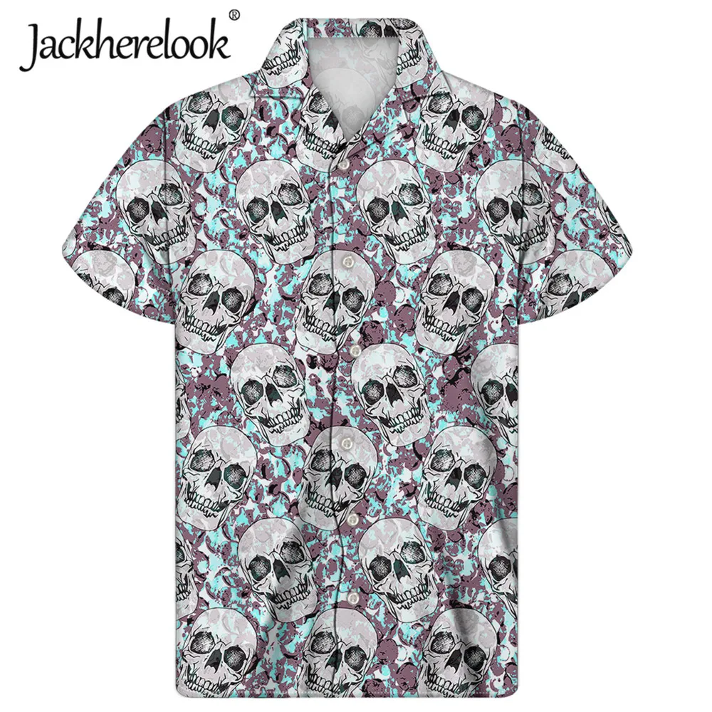 

Jackherelook сахарный череп, брендовые Дизайнерские мужские футболки с коротким рукавом мужская одежда; Сезон лето-весеннее пляжное платье Гавай...
