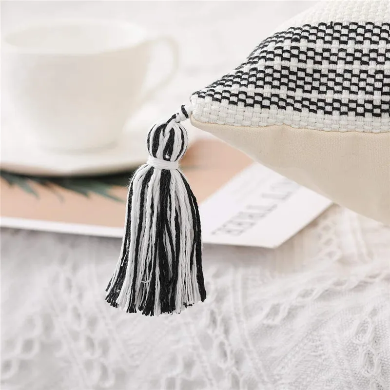 

Pillow Covers Cotton Woven Pillow Cases Lumbar Pillow Cover Neutral Decorative Square Throw Pillow Covers for Sofa Couch Chair