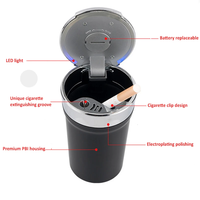 

Car Ashtray LED Light Exquisite Car Ashtray Imitation Metal Car Ashtray Suitable For Various Models Of Car Interior Products