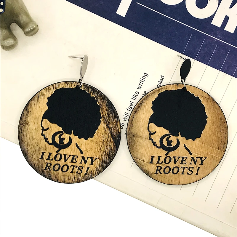 Модные Винтажные окрашенные деревянные серьги для девушек женские массивные