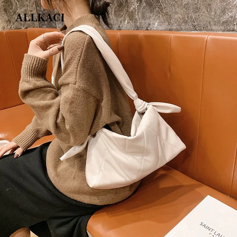 

ALLKACI Winter PU Leather Solid Color Crossbody Bags for Women 2020 Classic Shoulder Handbags Luxury New Fashion Saddle Bag 50