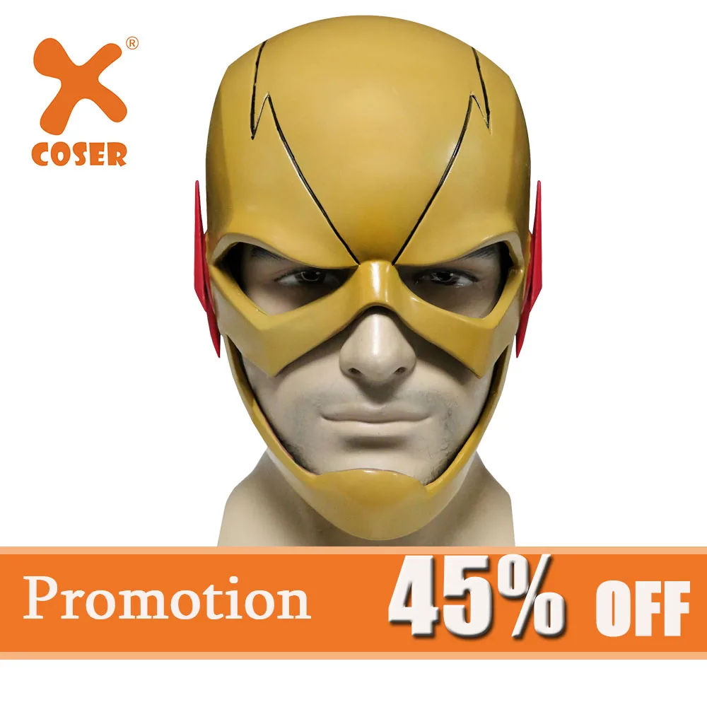X-COSTUME маска с обратной вспышкой для косплея из комиксов желтая ПВХ Хэллоуина на