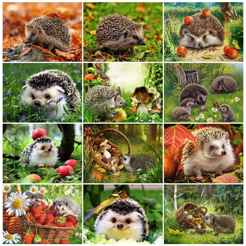 

Sontonga Diamond Painting Full Square Hedgehog Cross Stitch Diamond Embroidery Animals Rhinestones Art Handmade Hobby Gift