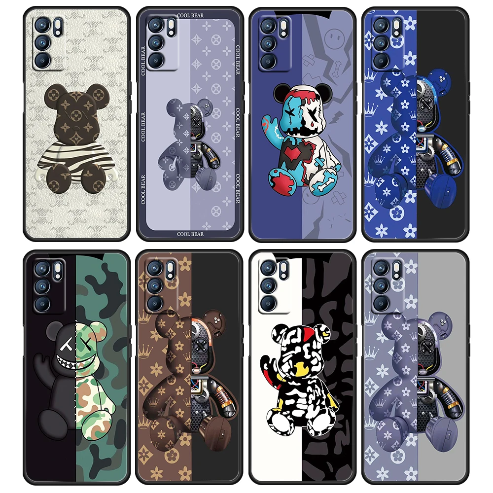 

Fashion brand For OPPO Reno 6 5 4 3 2 5Z 5F 5K ACE 10 X ZOOM 4G 5G Pro Plus Silicone Soft Black Phone Case Shell