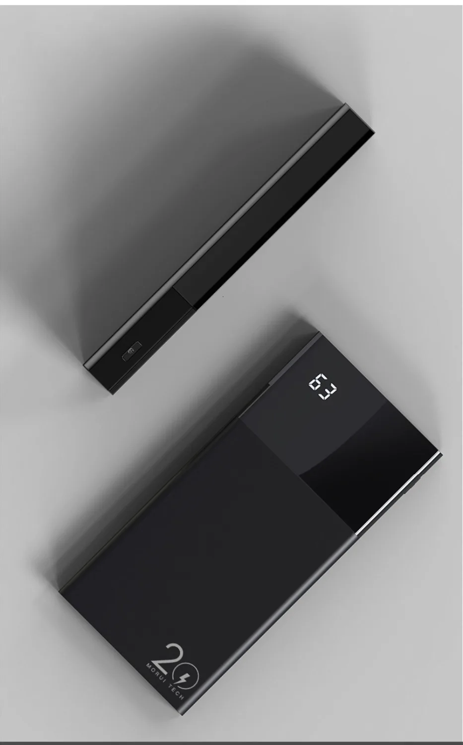 MORUI power bank ML20 Pro 20000 мА/ч 18 Вт QC3.0+ Type-C3.0, двойная быстрая зарядка, внешний аккумулятор с умным цифровым дисплеем