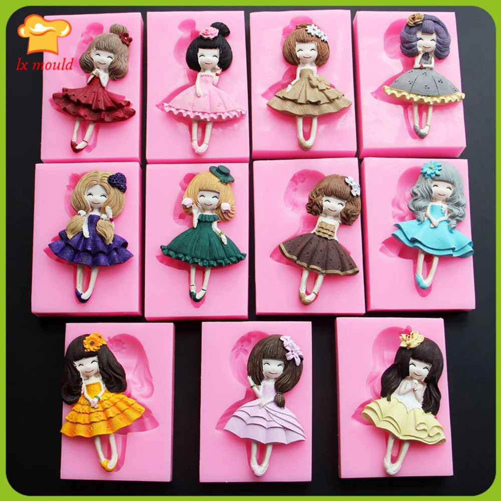 Fondant (сахарная) силиконовые формы для торта DIY темп девочка кукла Форма пресс форм