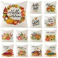 thanksgiving cushion cover 45x45 fall decorative pumpkin cotton linen pillow covers letter pillowcase sofa cushions home decor