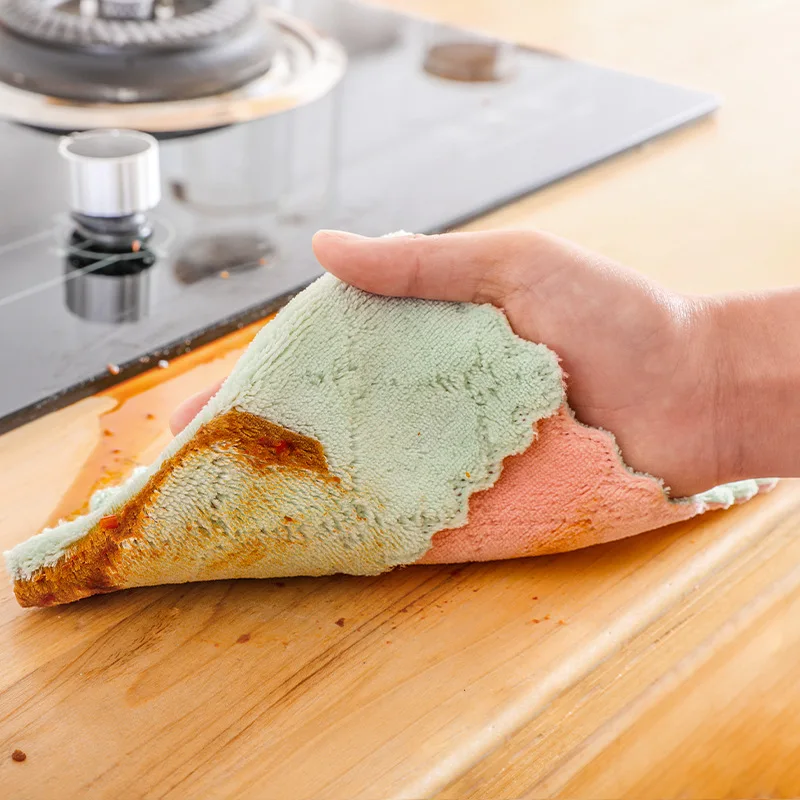 

10 pcs Microfiber Kitchen Towel Absorbent Dish Cloth Non-stick Oil Washing Kitchen Rag Household Tableware Cleaning Wiping Tools