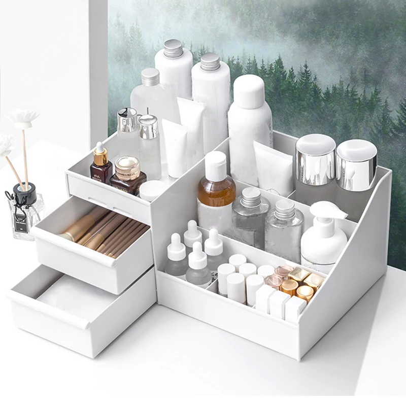 

Большой Ёмкость коробка для хранения косметики Органайзер-ящик для хранения макияжа ювелирные изделия Лак для ногтей Макияж Контейнер для ...