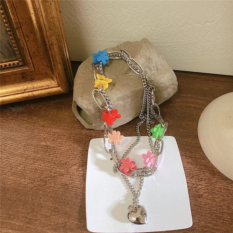 Хип хоп сердце кулон из нержавеющей стали ожерелье лучшее в виде цветка стальная