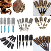4 size high quality hairdresser brush aluminum barrel hair ceramic round comb with boar bristle ionic curling brush barber comb