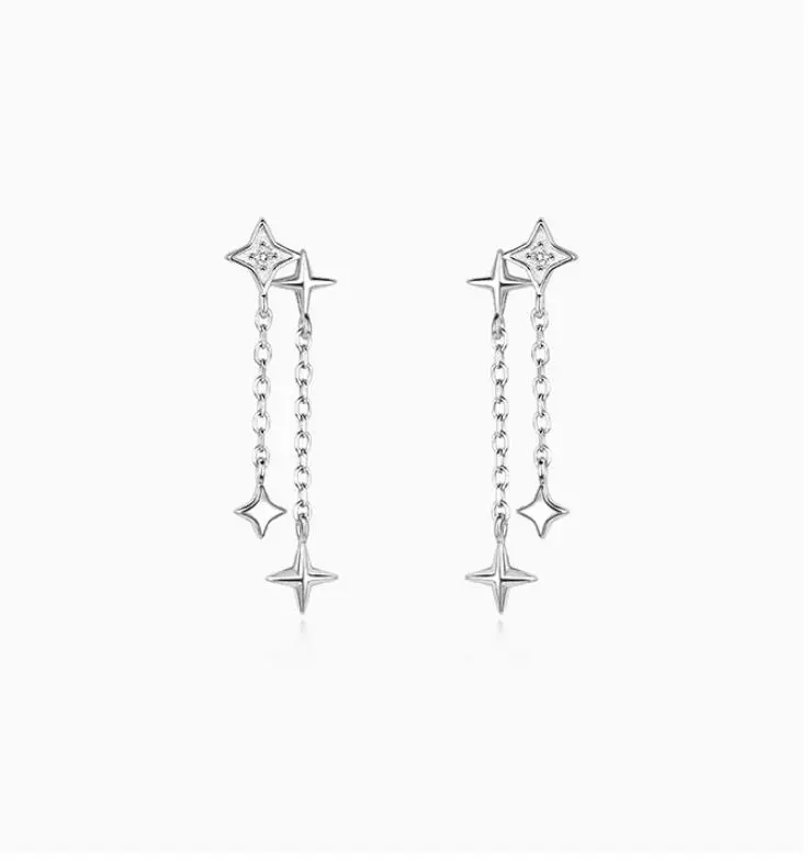 

925 стерлингового серебра с кисточками, накрест, облегающий, браслеты с подвесками свисающие серьги для женщин, для девочек Свадебная вечери...