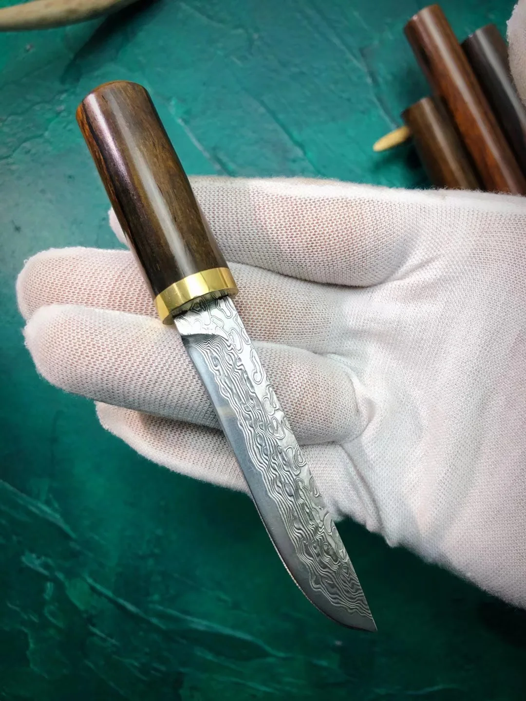 Дамасская Сталь Японская розовая древесина Самурайский прямой меч из черного дерева стали D2 тактический меч-охотничий нож.