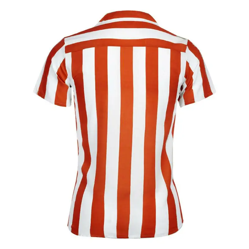 Блузка мужская летняя с широкими полосками коротким рукавом и отложным