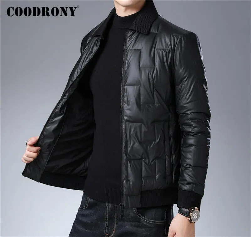 Бренд COODRONY, мужская куртка-пуховик, модное Полосатое повседневное пальто, мужская одежда, Осень-зима, толстые теплые куртки с карманами, 98028