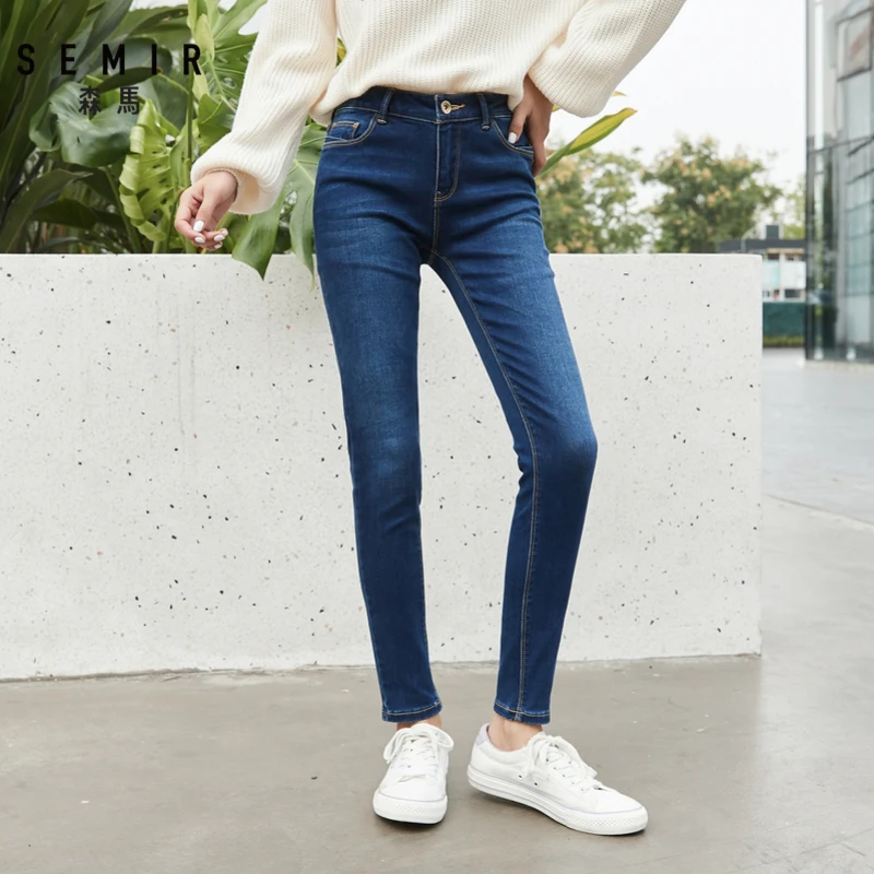 Semir джинсы женские тонкие ноги девять брюки Гонконгский вкус ретро шик тренд
