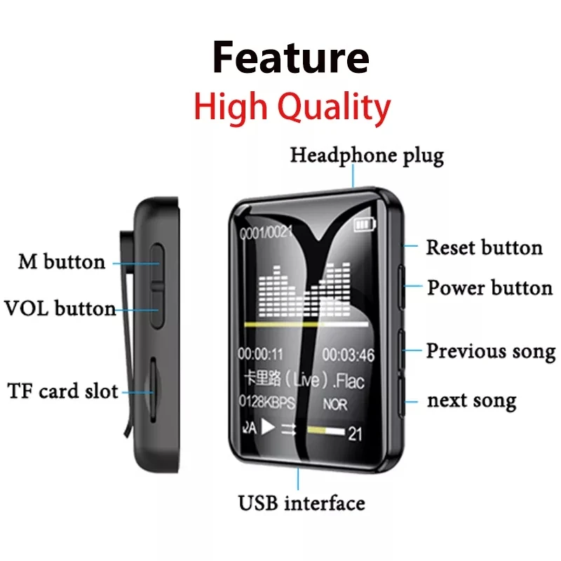 Новинка MP3-плеер Bluetooth полноэкранный плеер 16 Гб без потерь HIFI музыкальный