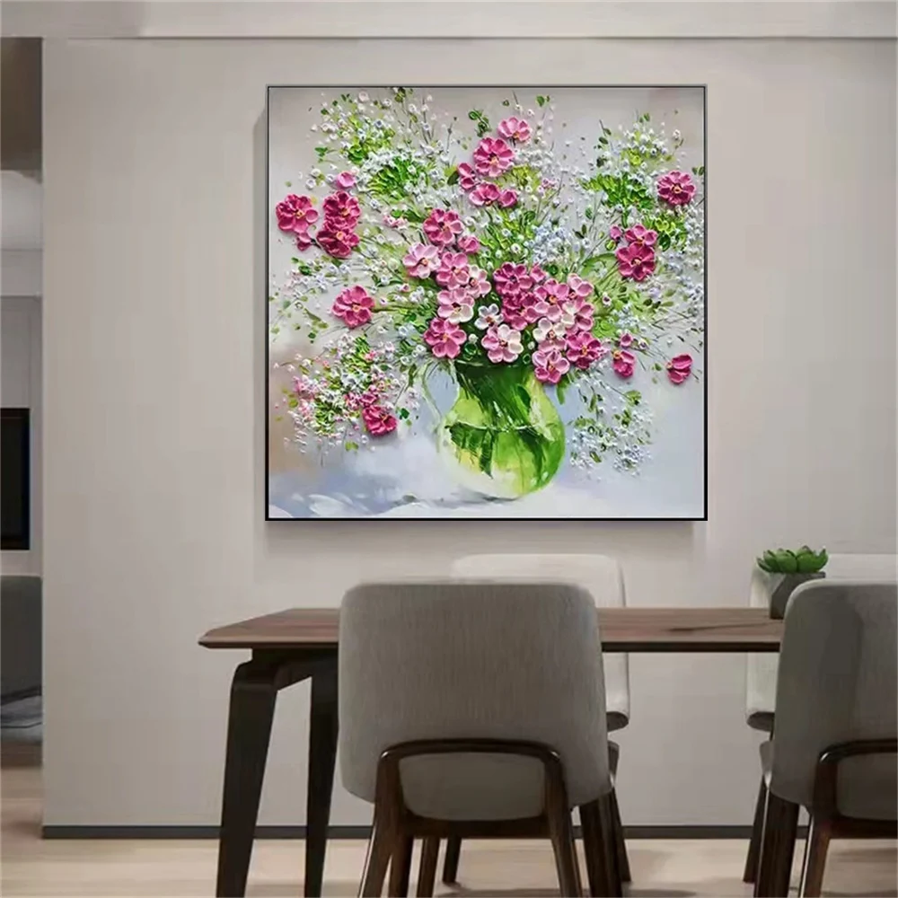 

Ручная роспись маслом на заказ роспись для гостиной счастливые цветы Ресторан Бар Ресторан Современный минимализм подвесная живопись