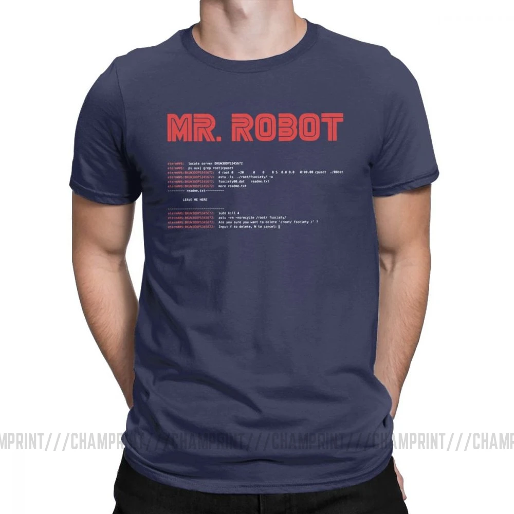 Тёмно-синий Крутая футболка Mr Robot Программирование программист футболки разработчик футболки с кодом для мужчин вырез лодочкой хлопок короткий рукав Одежда большого размера - Цвет: Тёмно-синий