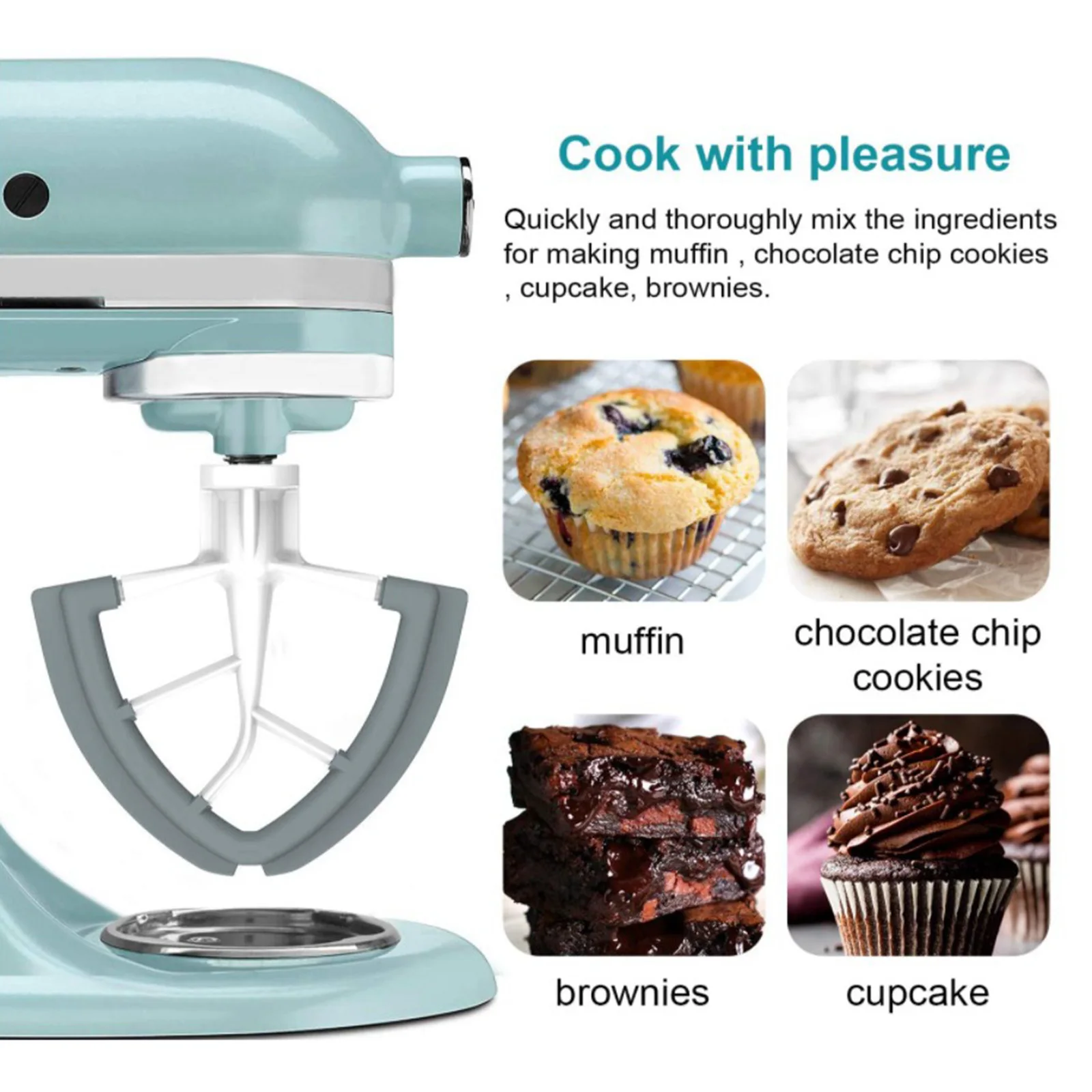 

Kitchen Flex Edge Beater for Mixer Attachments Dishwasher Safe 15x15.5cm