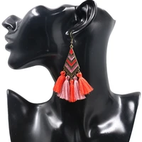girafe rhombus shaped holiday bohemian ethnic style tassel vintage dangle earrings