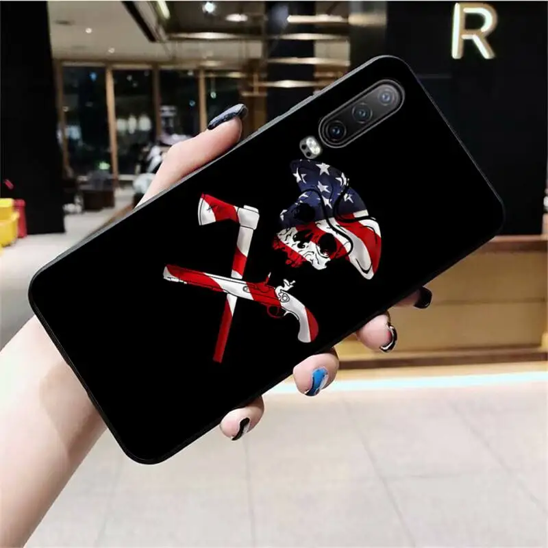 Мягкий силиконовый черный чехол для телефона с американским флагом США Huawei P40 P30