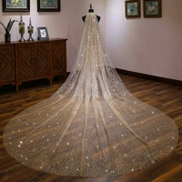 beauty emily 2021 new fashion luxury wedding veils for brides golden color sequins crystal big bridal veils wedding accessories