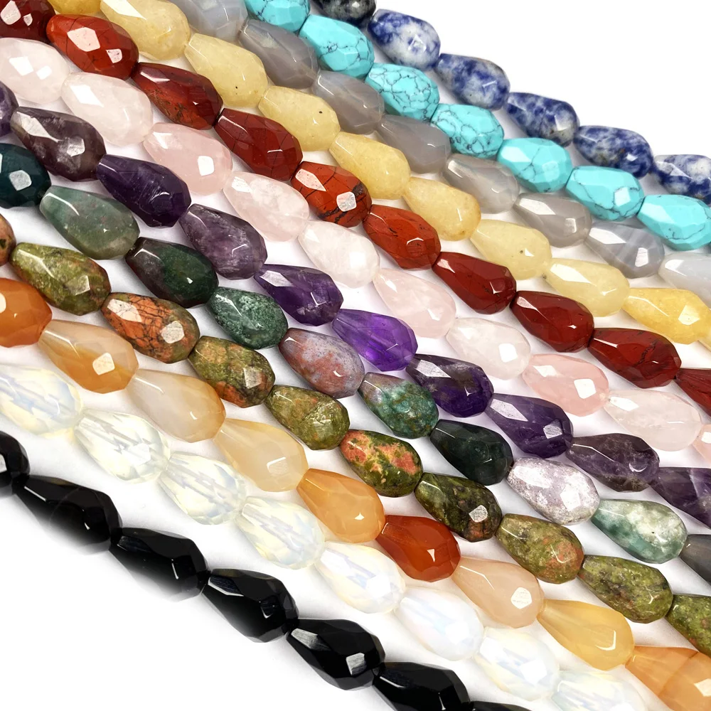 

Natural Stone Beads Accessories Faceted Waterdrop Crystal Agates Stone Beading Charms for Jewelry Making Necklace Bracelet