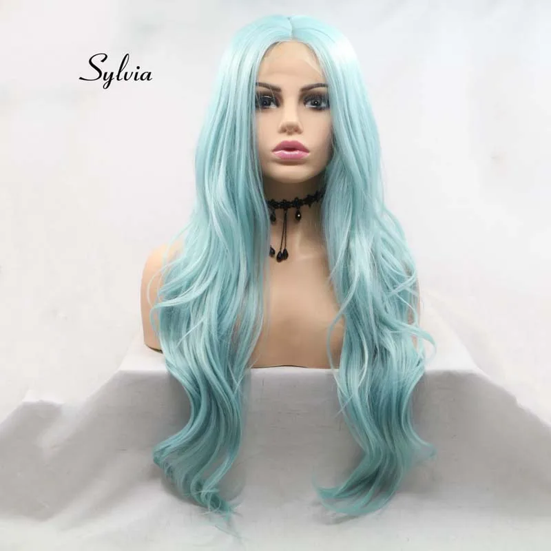 Sylvia 1*4 дюйма U часть синие кружевные синтетические парики для женщин длинные