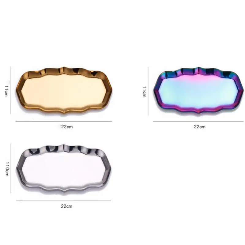

Wavy Storage Display Tray Stainless Steel Desktop Jewelry Organizer Cosmetic Holder Home Restaurant Decoration
