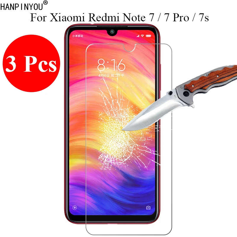 

3 Pcs/Lot New 9H 2.5D Tempered Glass Screen Protector For Xiaomi Redmi Note 7 Note7 Pro 7s 6.3" Protective Film + Clean Tools