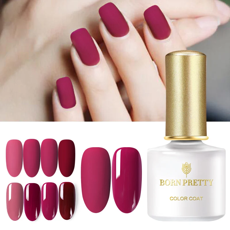 BORN PRETTY Gel Polish Plum Color Semi Permanent Soak Off Gel Nail Polish 60 Colors Nail Art Gel Varnish Matt Top Coat Need 6ml