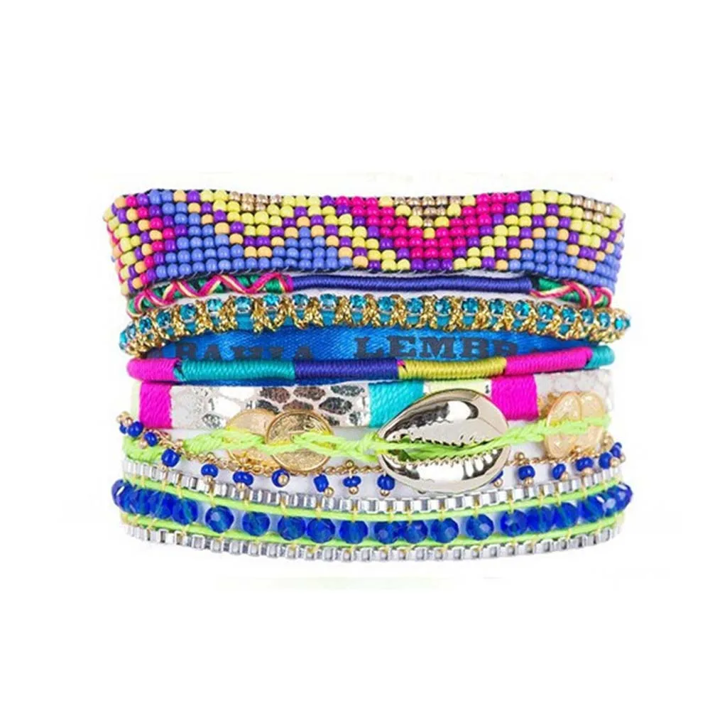 B02 001D в богемном стиле бразильский мульти Слои Магнитный браслет для Для женщин