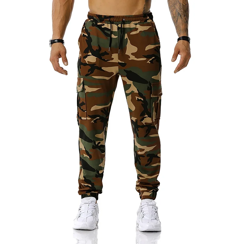 Men's Casual Cotton Outdoor Sport Camouflage Cargo Pants Elastic Waist Drawstring Military Tactical | Мужская одежда