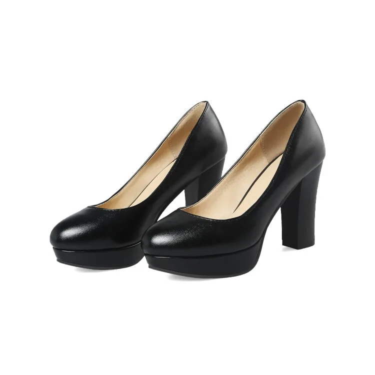 Big Size 11 12 13 14 15 platform heels women shoes woman pumps ladies Waterproof table round head high heel shallow thick | Обувь