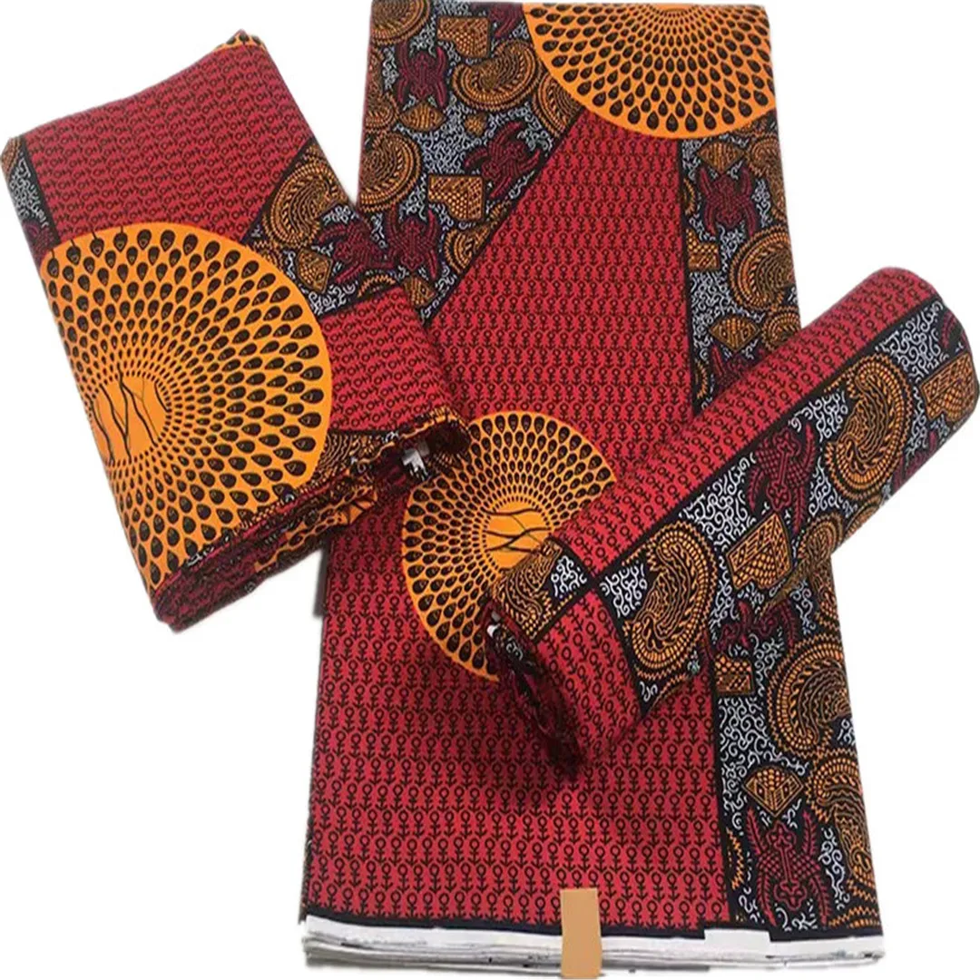 

African Real Prints Wax Pure Cotton High Quality Veritable Ankara Fabric 6 Yards Ghana Style For All Craft Clothing Material-V4