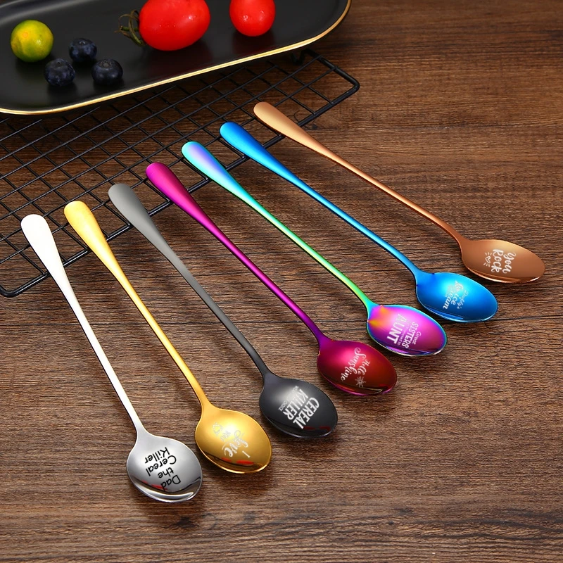 Креативная кофейная ложка из нержавеющей стали индивидуальная надпись