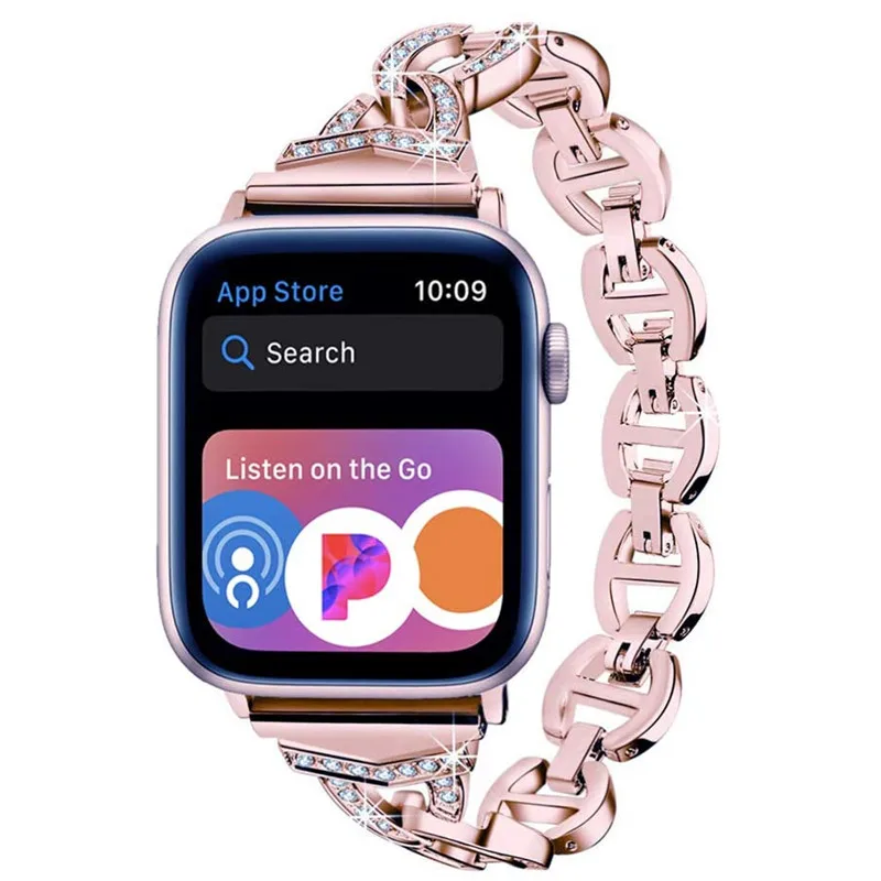 

Bling Metal Strap For Apple Watch SE 6 Band 44mm 40mm Diamond Rhinestone Stainless Steel Wristband For iWatch 3 Bands 42mm 38mm
