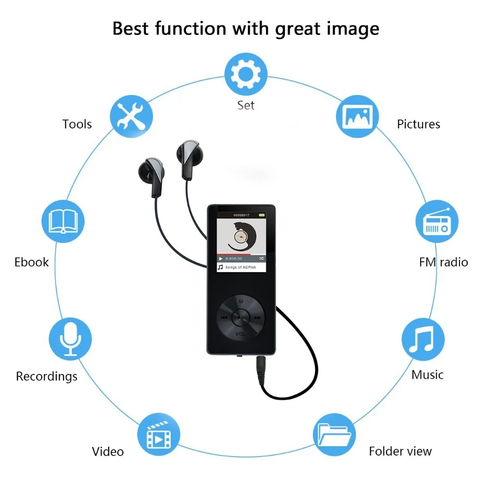 CHENFEC C12 MP3 плеер с Bluetooth 4,0 Встроенный 8 Гб динамик музыкальный плеер Поддержка FM радио Запись Иврит Русский