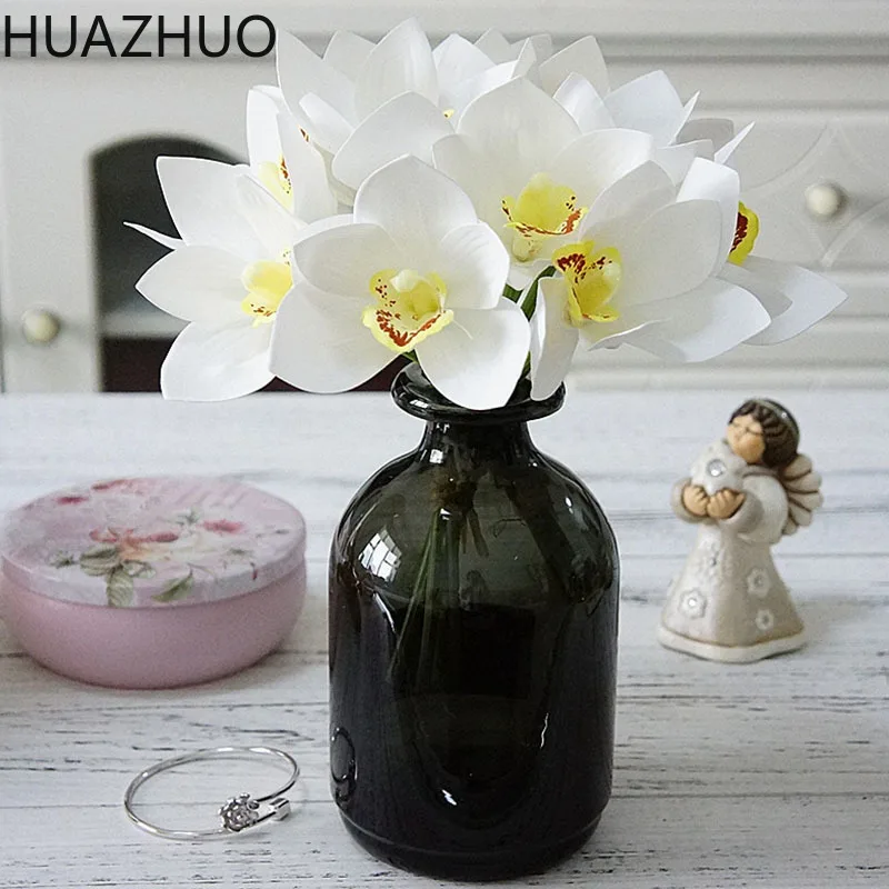 4 насадки настоящие на ощупь Cymbidium короткое украшение для стола цветы сделай сам