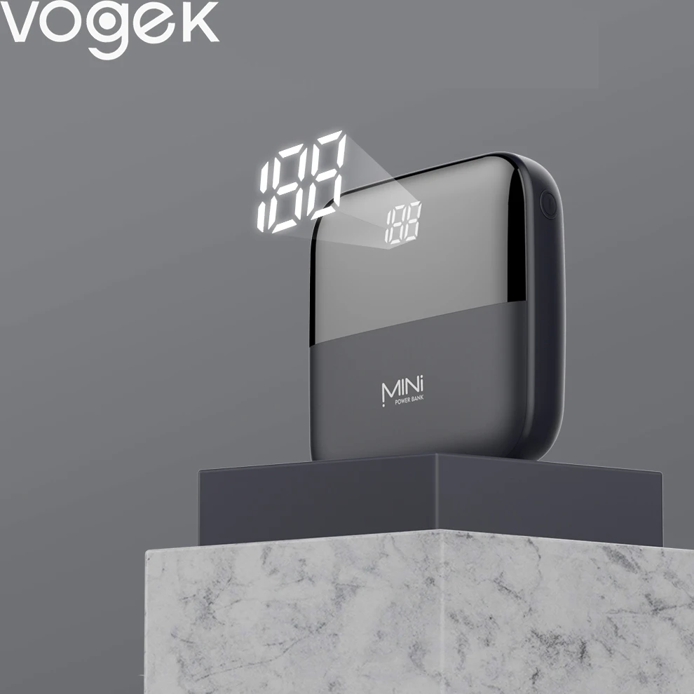 Портативное зарядное устройство Vogek Mini 10000 мАч со светодиодным дисплеем двумя USB