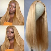 27 613 human hair wig honey blonde color remy brazilian straight lace front frontal wigs for black women
