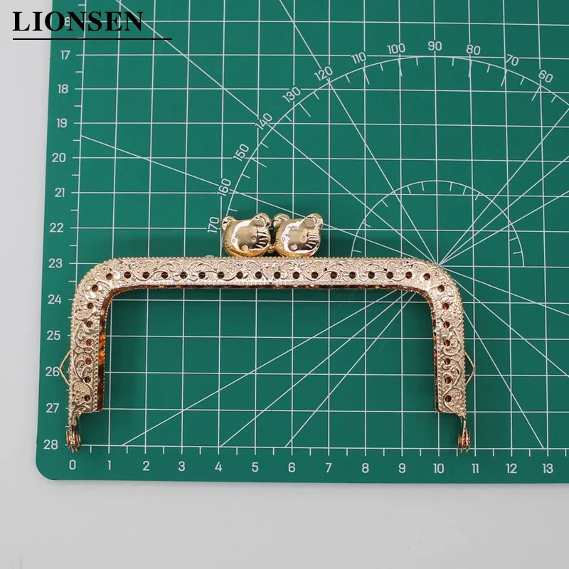 1PCS 8.5 10.5 12.5 CM Light Golden Cat Head Round and Square Metal Purse Frame Handle for Clutch Bag Accessories Kiss Clasp Lock - купить по